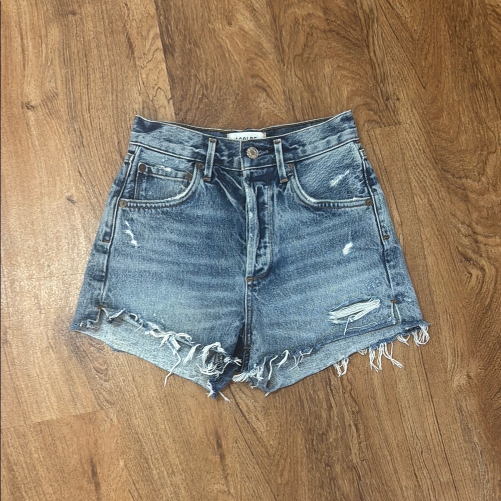 Agolde Jaden Distressed High Rise Jean Shorts. 24